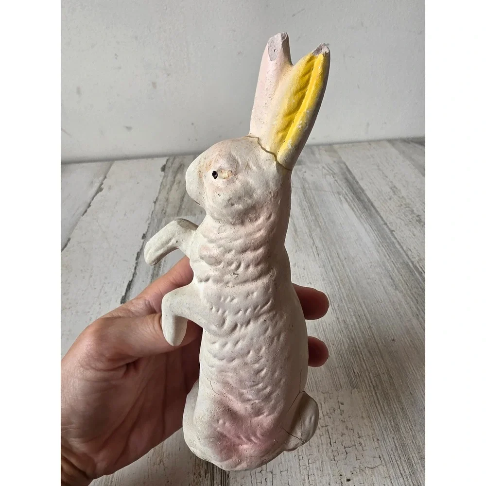 Antique Germany paper mache Easter AS IS bunny rabbit statue figurine decor